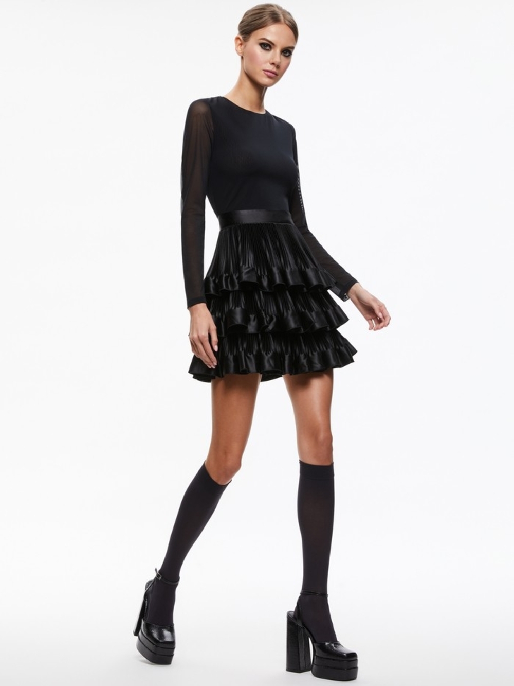 Alice & Olivia CHARA TIERED RUFFLE MINI DRESS